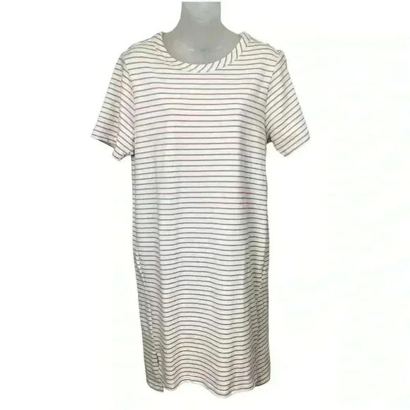 Buffalo David Bitton Women's Ivory/Rose Cotton/Poly Knit T-Shirt Dress - Picture 2 of 10